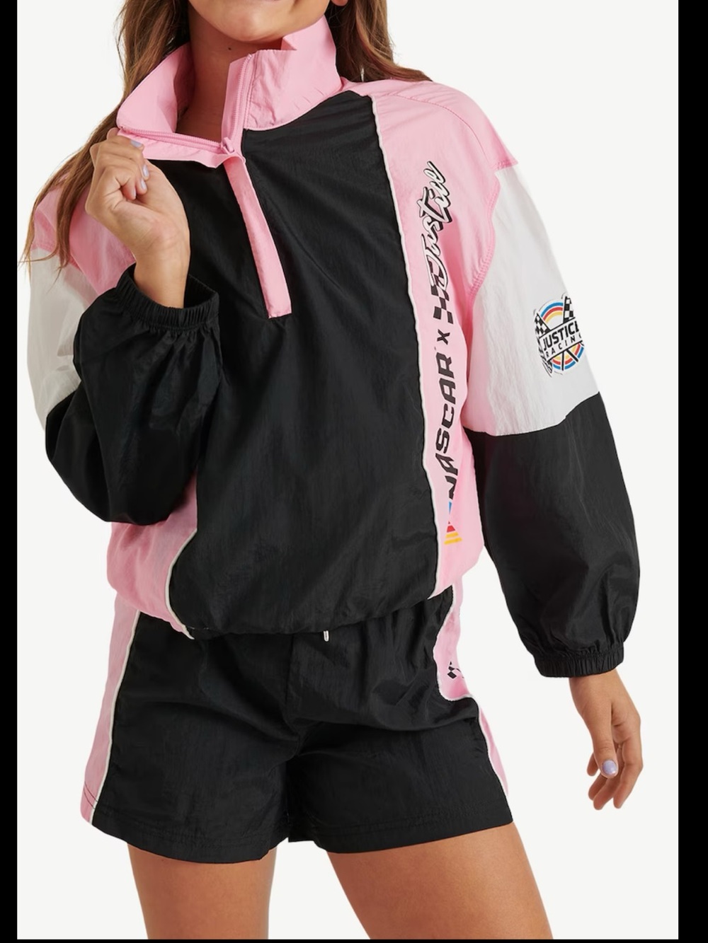 Justice NASCAR Licensed Justice Racing Pullover Windbreaker Jacket & Shorts S7/8